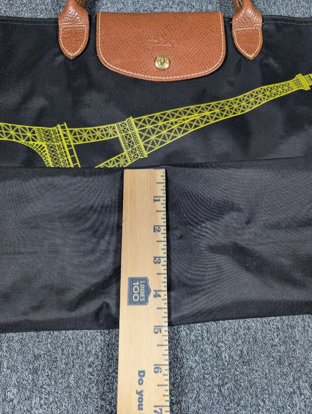 Longchamp Le Pliage Eiffel Tower Limited Edition Black Large Tote Made France - Picture 4 of 15